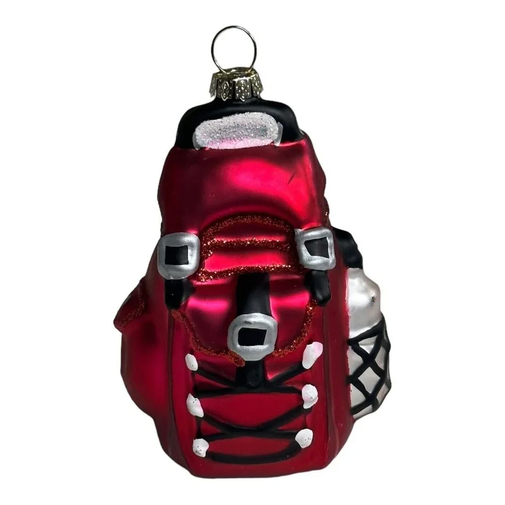 Blown Mercury‎ Glass Christmas Ornament Red Backpack 4.5